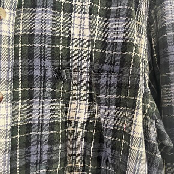 Redhead Men's Size Large Plaid Green Blue Flannel Button Up - Picture 4 of 9